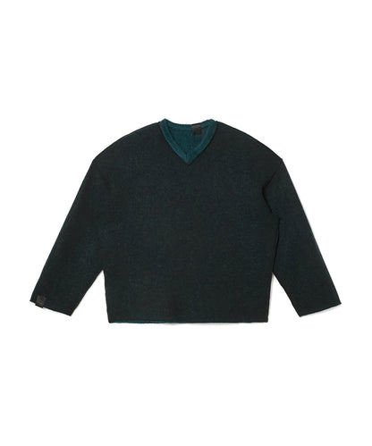 REVERSIBLE V-NECK KNIT PULLOVER